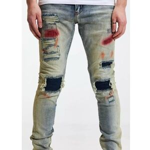 Crysp Denim jeans size 30 heavy distressed vintage look